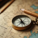 compass-and-nautical-chart-on-wooden-table