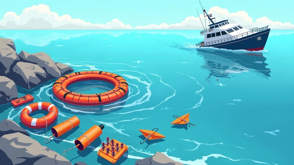 open-water-with-life-raft-and-survival-gear-floating